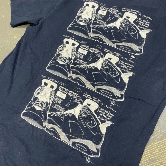 Jordan 6 Tinker Hatfield Blueprint Tee BQ0271-451 Large Navy Blue - Picture 4 of 7